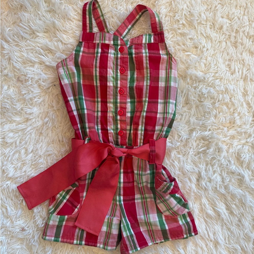 Gymboree Red and Green Plaid Romper